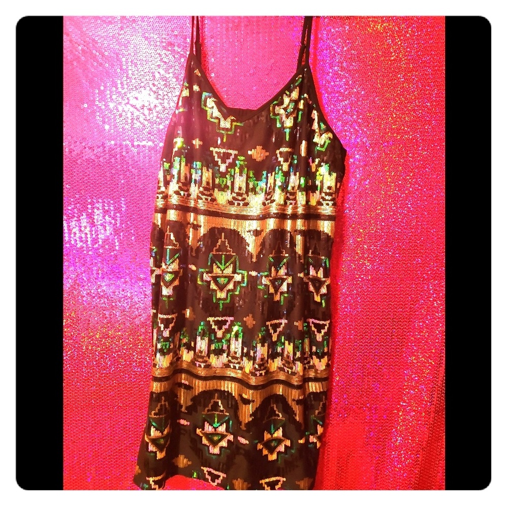 Sequin dress geometric pattern very pretty.